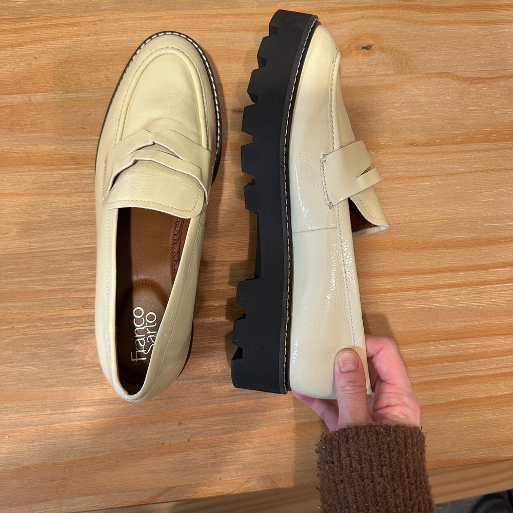 Franco Sarto Tan Loafers with Black Sole